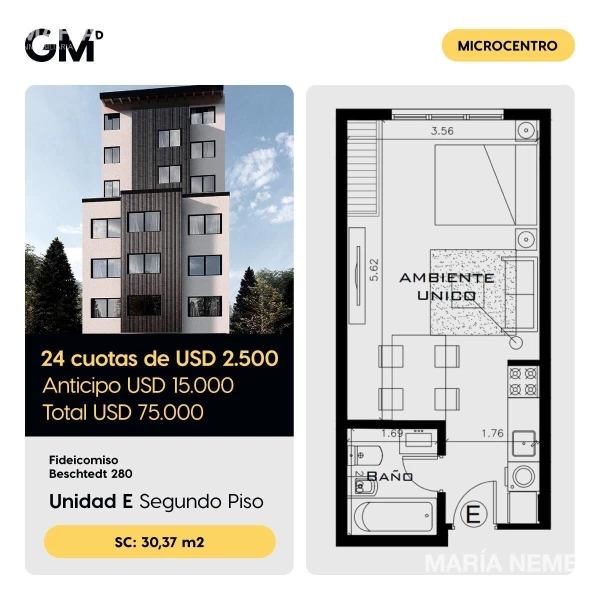 Monoambiente 30,37 m2 - DEPARTAMENTO EN POZO BESCHTEDT al 200 - foto 2